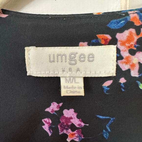 Umgee Dark Floral Boho Kimono Cardigan Size M/L Open Front Crochet Trim Festival - Picture 2 of 8